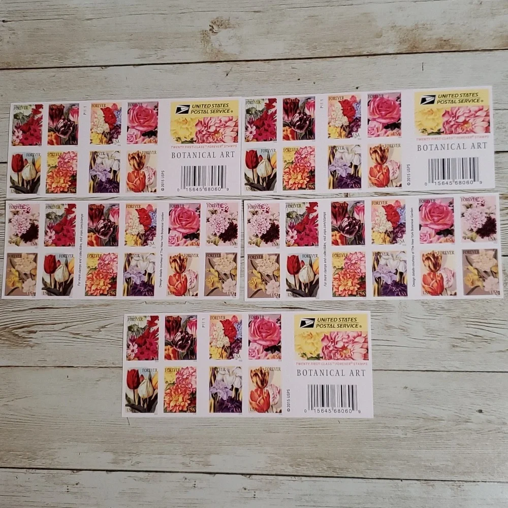 100 Forever Botanical Art 2016‎ USPS Postage Stamps Wedding Invitations Flowers
